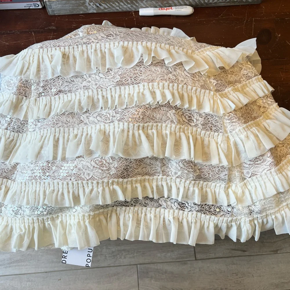 Dress the Population Strapless Ivory Ruffle Tiered Maxi Dress - Picture 10 of 10